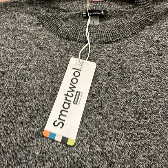 NWT Smartwool Women's Edgewood Colorblock Crew Sweater Black Gray Sz L $115 Base - Picture 5 of 10